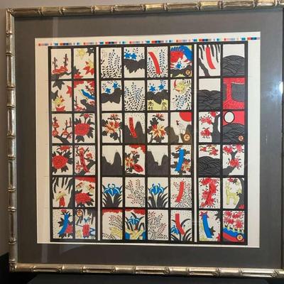 Framed Japanese Playing Card Print Hanafuda
