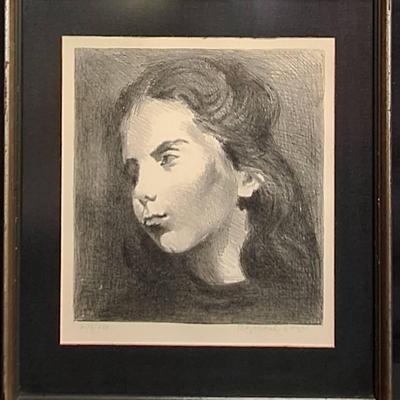 Framed "Portrait Of A Young Woman" Lithograph By Raphael Soyer, Signed And Numbered