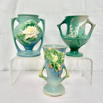 (3) Roseville Pottery Company “Water Lily”, “Foxglove” & “Bushberry”