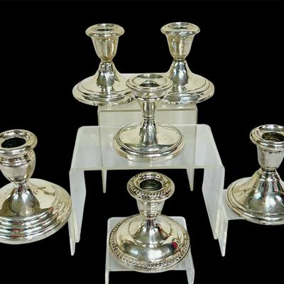 (6) Weighted Sterling Candleholders