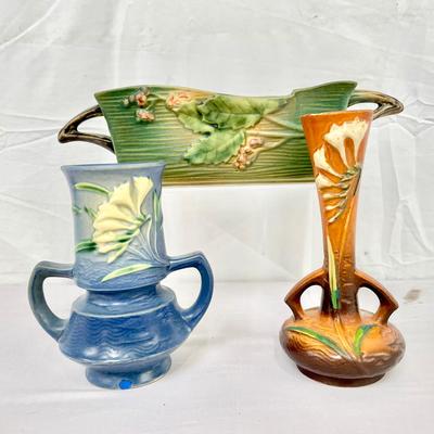 (3) Roseville Pottery Company “Freesia” And “Bushberry” Patterns 