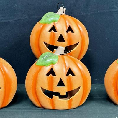 JACK O LANTERN Ceramic Pumpkin Candle Holders 