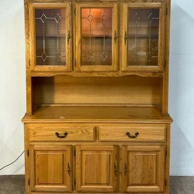 Oak China Hutch Cabinet 