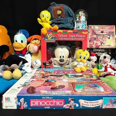 Disney & Looney Tunes Collectibles Lot – Plush, Games, & Vintage Toys