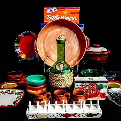 Colorful Mexican-Style Kitchen & Serving Collection – Bowls, Platters, Tortilla Warmers & More