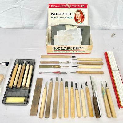 Vintage Slide Rule And Japanese Wood Working Tools 