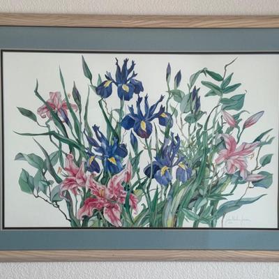Watercolor Floral Art Signed 