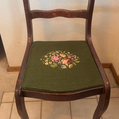 Antique chair with needlepoint seat