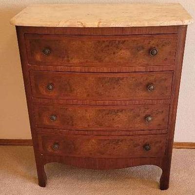 Vintage 4-drawer Dresser With Marble Top