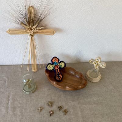 Collection Of Crosses And Monkey Pod Dish