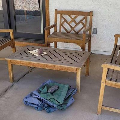 (4) Piece Brazilian Teak Patio Set By Linon