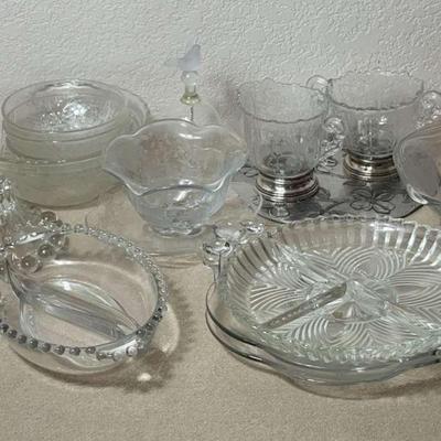 Bubble Glass Candlestick Holders, Glass Candy Dishes, Crystal Table Bell And More Glass