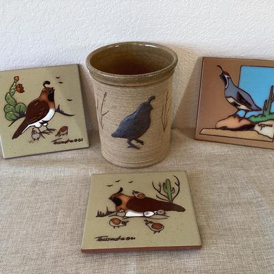 Quail Canister, And Art By Cleo Teissedre