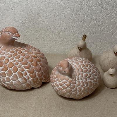 Ceramic Toyo Quail And Other Quail Figurines