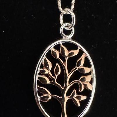 Sterling Silver Tree Of Life Necklace, Made In Thailand