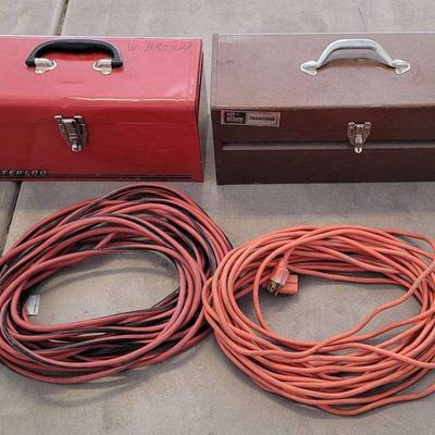 (2) Tool Boxes W/ Miscellaneous Tools + (2) Extension Cords