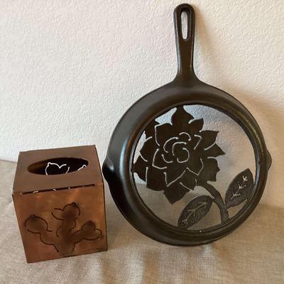 Etched Metal Decor (Cast Iron Pan And Copper Kleenex Box)