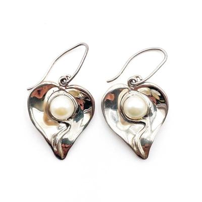 Sterling Silver 925 Pearl Earrings by Hagit Gorali
