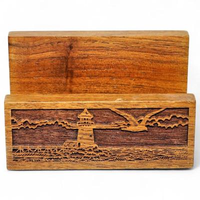 LaserCraft Engraved Wooden Business Card Holder