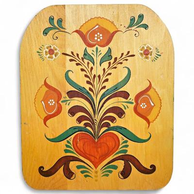 Hand-Painted Wooden Tray w/ Floral Design