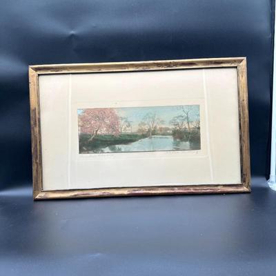 Framed Wallace Nutting Hand-Tinted Photo, 'Connecticut Blossoms'