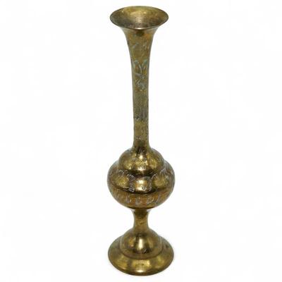 Antique Chiselled Brass Islamic Vase