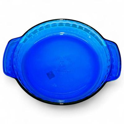 Vintage Anchor Hocking Cobalt Blue Glass Fluted Pie Pan