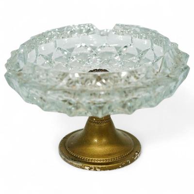 F.B. Rogers Silverplate Crystal Ashtray on Pedestal
