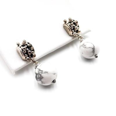 Sterling 925 Earrings w/ Marble Bead Drops