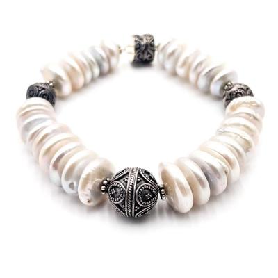 Sterling 925 Talia Merav Coin Pearl Bracelet