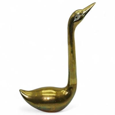 Vintage Brass Swan Figurine Sculpture
