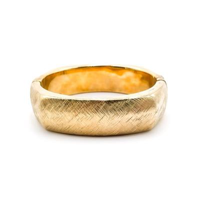Sterling 925 Gold-Tone Textured Bangle Bracelet