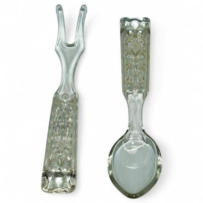 Anchor Hocking Wexford Glass Fork & Spoon Salad Serving Set
