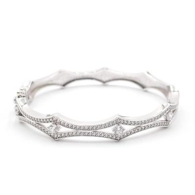 Sterling Silver Shin Brothers Bangle Bracelet w/ CZ