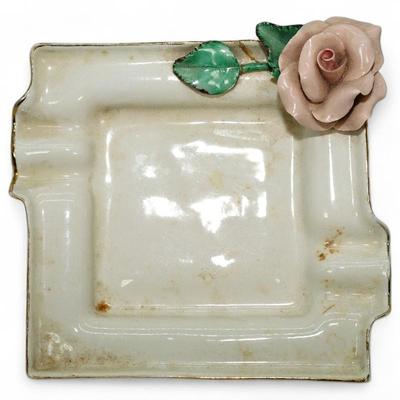 Heirlooms of Tomorrow Ceramic Ashtray w/ Porcelain Rose