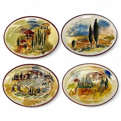 Set of 4 Oval Tuscan Landscape Appetizer Plates
