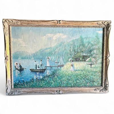 Signed Stepano Lakeside Scene Painting