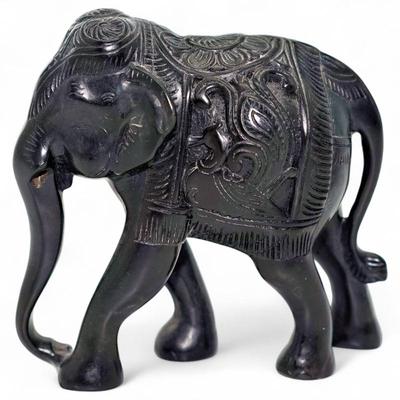 Black Resin Elephant Figurine