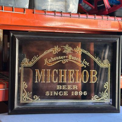 Vintage Anheuser-Busch Michelob Framed Etched Mirror