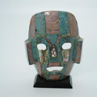 Vintage Mid-Century Mayan Aztec Mosaic Mask