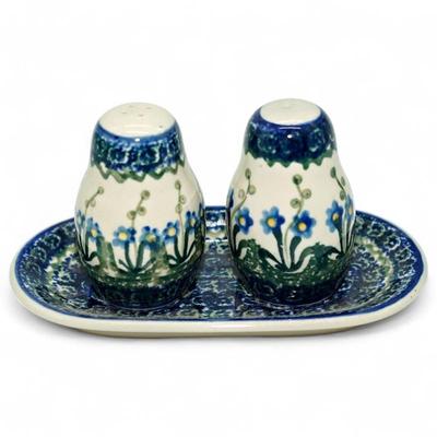 Salt & Pepper Ceramic Set w/ Tray by Ceramika Artystyczna