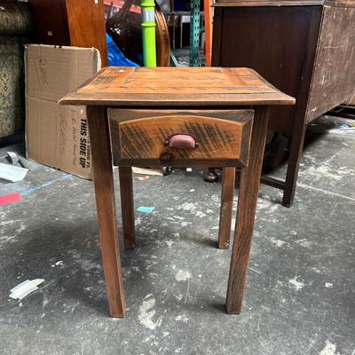 Rustic Wooden Side Table w/ Drawer