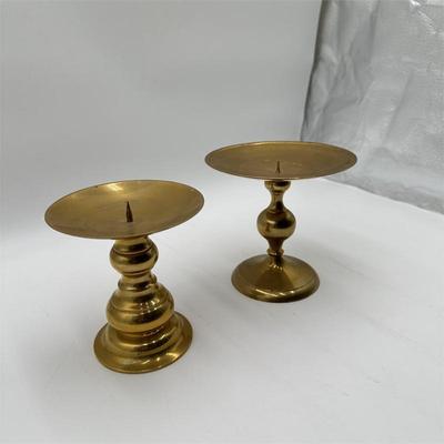Vintage Brass Pillar Candle Holders