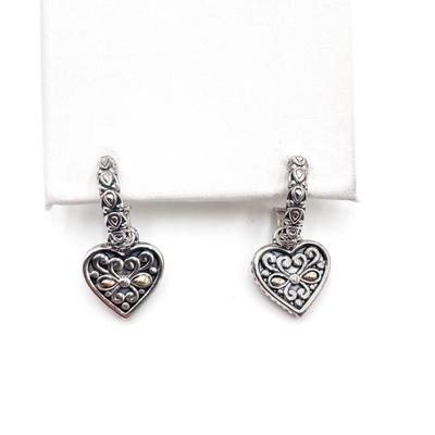 John Hardy Angela Sterling Silver & 14K Gold Heart Earrings
