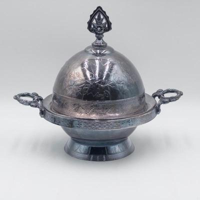 Rogers, Smith & Co Quadruple Plate Silverplate Butter Dish #4984