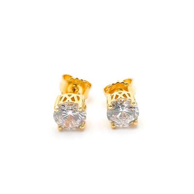 Sterling Silver Gold Vermeil Cubic Zirconia Stud Earrings