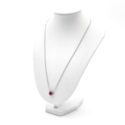 Sterling Silver Red Stone Pendant Necklace