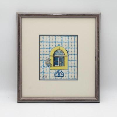 Framed Pencil and Watercolor Artwork