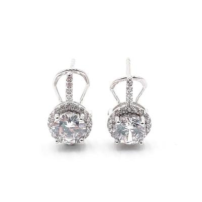 Sterling Silver Cubic Zirconia Leverback Earrings