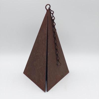 Rustic Geometric Bell with Chain and Pyramid Shape